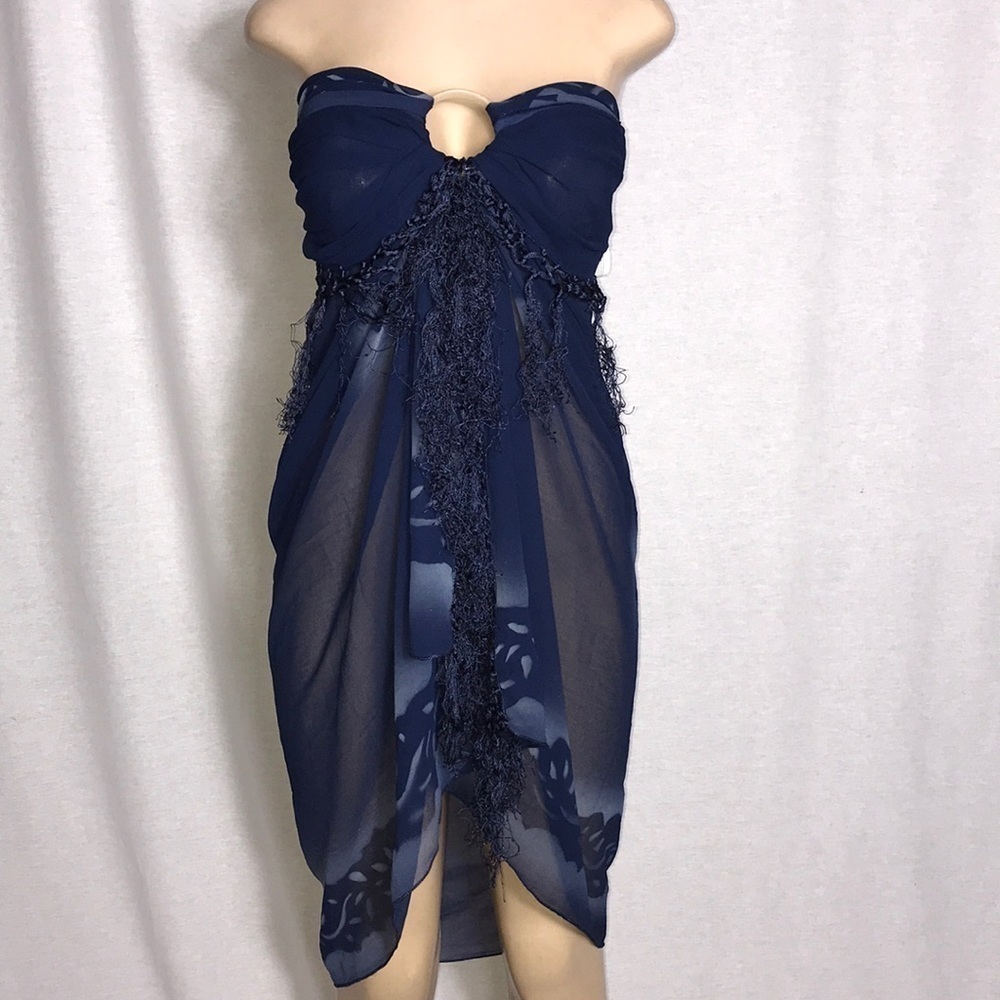 Zuliana Blue Butterfly Print Sarong. Made In USA. New with Tags